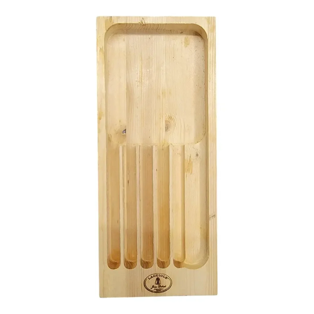 Laguiole Jean Dubost France Steak Knives Set of 6 Ivory Cream Handles Wood Block